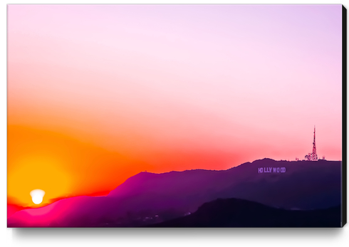 Hollywood sign in California, USA with summer sunset sky Canvas Print by Timmy333