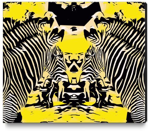 drawing and painting zebras with yellow and black background Canvas Print by Timmy333