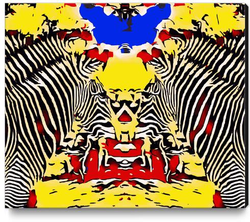 drawing and painting zebras with red yellow and blue background Canvas Print by Timmy333