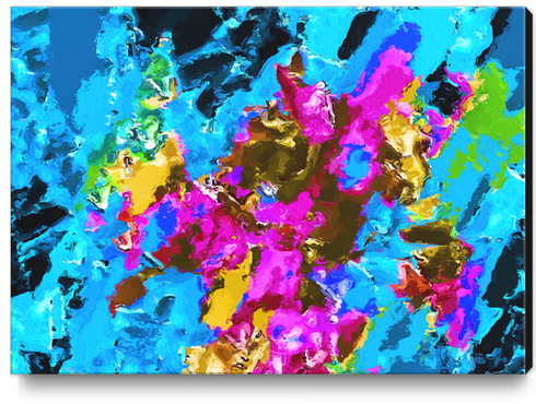 psychedelic splash painting abstract texture in blue pink yellow brown green Canvas Print by Timmy333