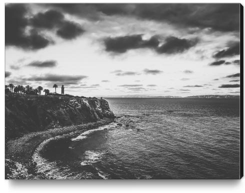 beach sunset with cloudy sky in black and white Canvas Print by Timmy333