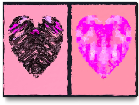 pink heart and black heart shape with pink background Canvas Print by Timmy333