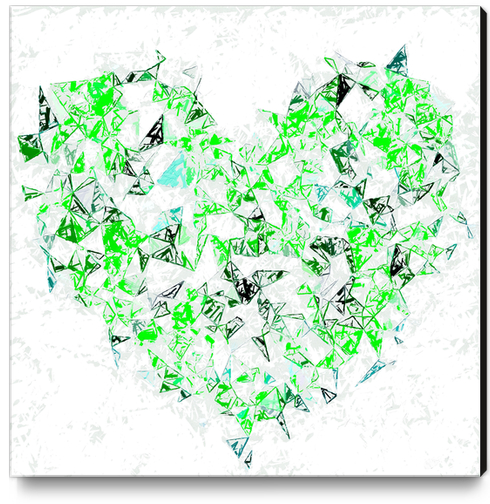 green heart shape abstract with white abstract background Canvas Print by Timmy333