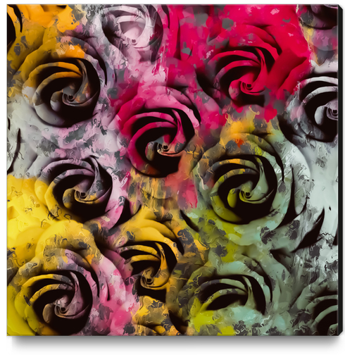 rose texture abstract  with red pink yellow painting abstract background Canvas Print by Timmy333