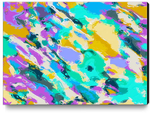 camouflage pattern painting abstract background in green blue purple yellow Canvas Print by Timmy333