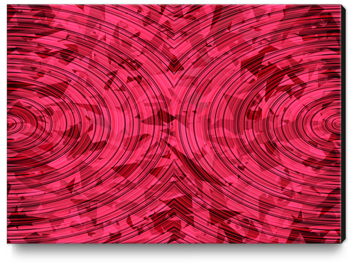 psychedelic geometric circle pattern abstract background in red and pink Canvas Print by Timmy333