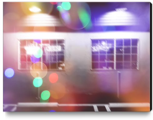 restaurant in the city with the colorful night light bokeh abstract Canvas Print by Timmy333