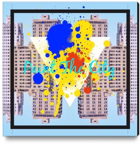 paint the city yellow blue and orange with buildings background Canvas Print by Timmy333