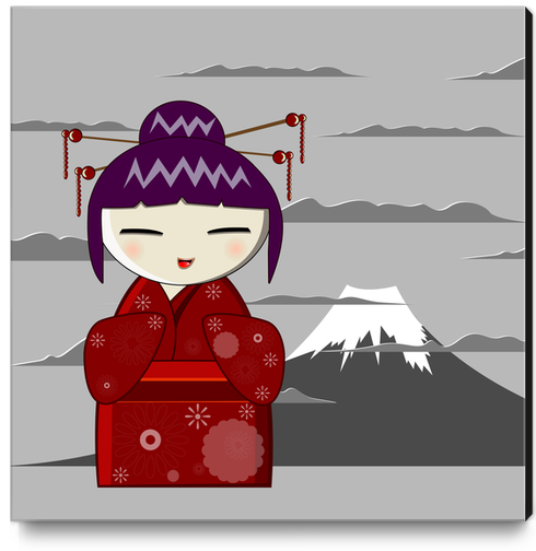 Fuji kokeshi Canvas Print by PIEL Design