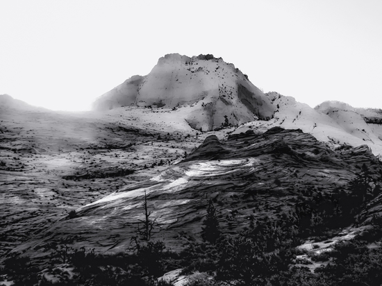 Mountain at Zion national park, Utah in black and white by Timmy333