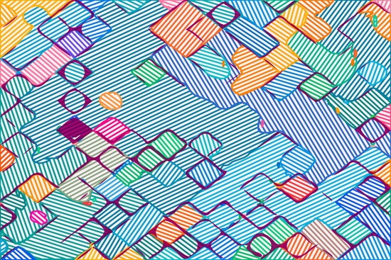 geometric square pixel pattern abstract in blue pink orange by Timmy333