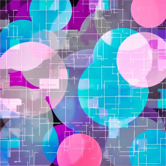 geometric square and circle pattern abstract in blue pink purple by Timmy333