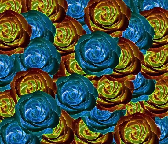 closeup rose pattern texture abstract in blue red and yellow by Timmy333