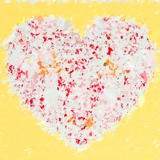 pink and red heart shape with yellow background by Timmy333