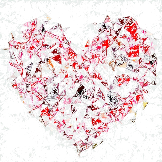 red heart shape abstract with white abstract background by Timmy333