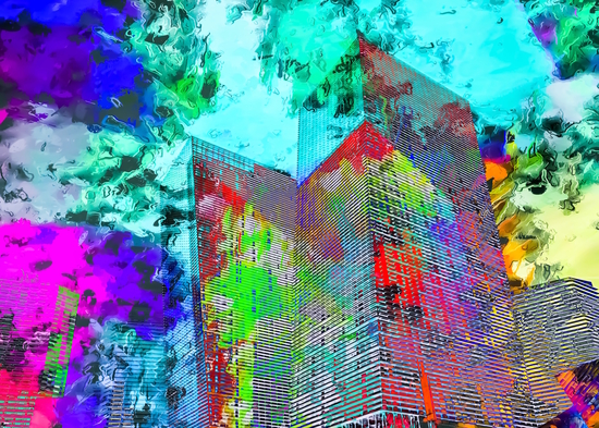 modern building at Las Vegas, USA with colorful painting abstract background by Timmy333