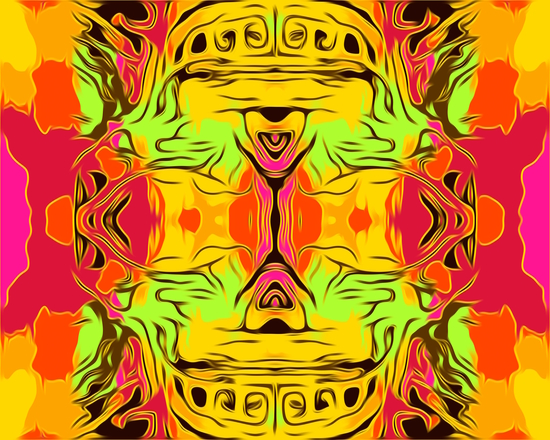 skull head with yellow green red and orange background by Timmy333