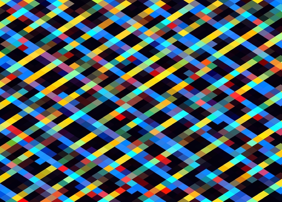 geometric pixel square pattern abstract background in blue yellow red orange by Timmy333