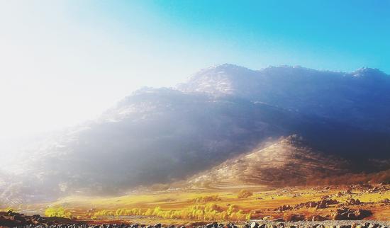 mountain with strong summer sunlight and blue sky by Timmy333