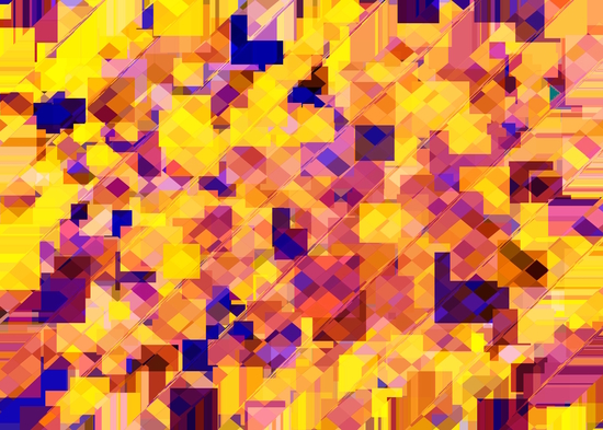 geometric square pixel pattern abstract in yellow blue brown by Timmy333