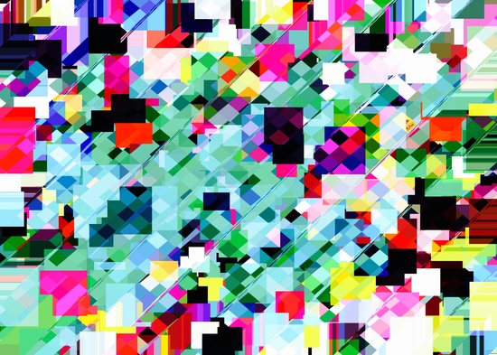 geometric square pixel pattern abstract in green pink blue yellow by Timmy333