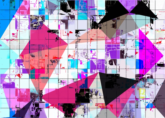 geometric triangle and square pattern abstract in pink purple blue by Timmy333