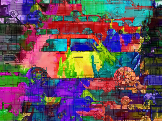 old vintage car with colorful painting texture abstract background by Timmy333