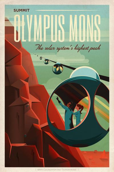 SpaceX Summit Olympus Mons - The Solar System's Highest Peak - SpaceX Mars Tourism Poster by Space Travel