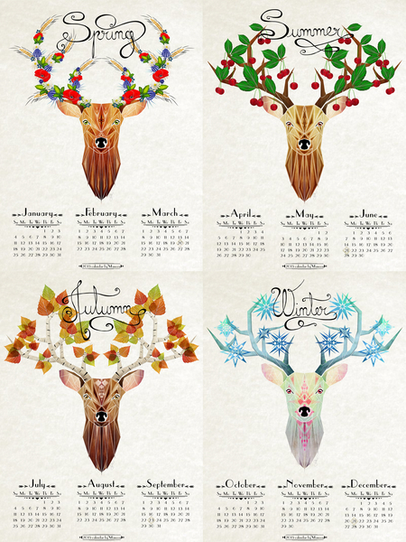 deer calendar 2015 by Manoou