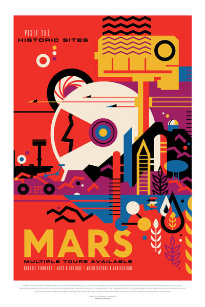 Mars: Visit the Historic Sites - NASA JPL Space Tourism Poster by Space Travel