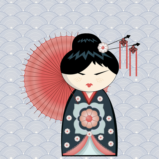 Red umbrella kokeshi by PIEL Design