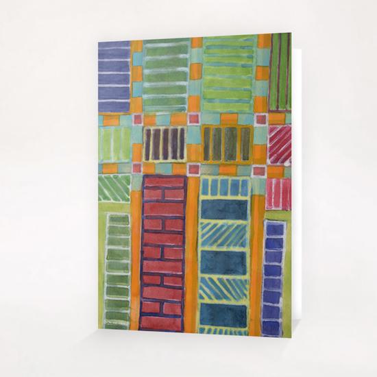 Orange-Turquoise Grid with different Fillings  Greeting Card & Postcard by Heidi Capitaine