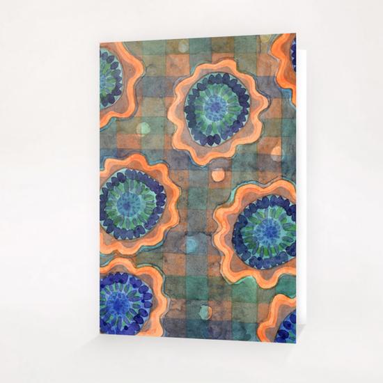 Glowing Fancy Flowers on Checks  Greeting Card & Postcard by Heidi Capitaine