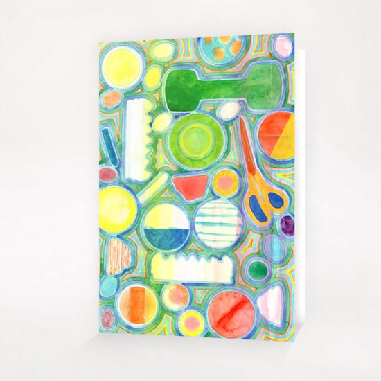 Picturesque Shapes Pattern with a Scissors  Greeting Card & Postcard by Heidi Capitaine