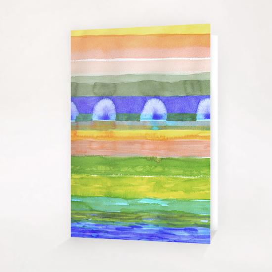 Blue Trees within Striped Landscape Greeting Card & Postcard by Heidi Capitaine