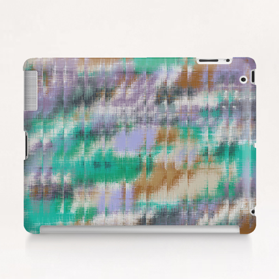 psychedelic geometric abstract pattern in green brown purple Tablet Case by Timmy333