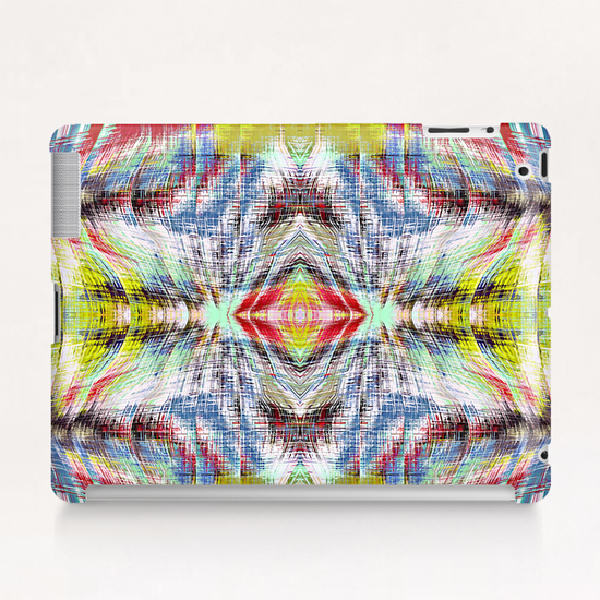 geometric symmetry pattern abstract background in blue yellow red Tablet Case by Timmy333