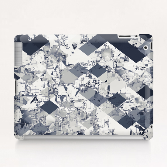 geometric square pixel pattern abstract in black and white Tablet Case by Timmy333