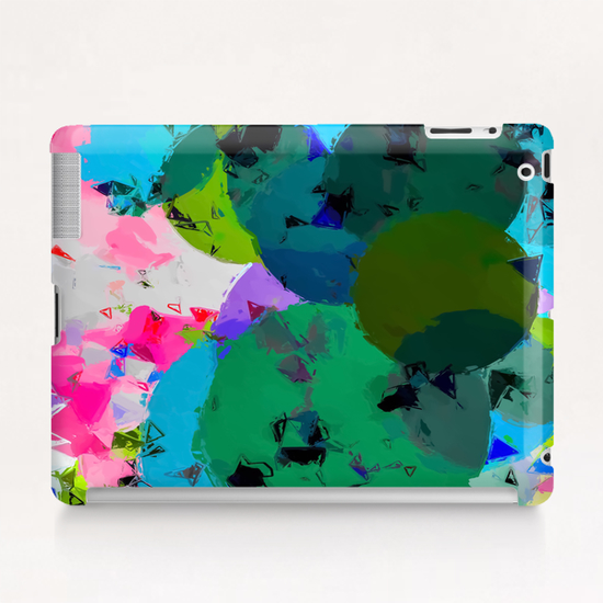 geometric circle pattern abstract in green blue pink Tablet Case by Timmy333