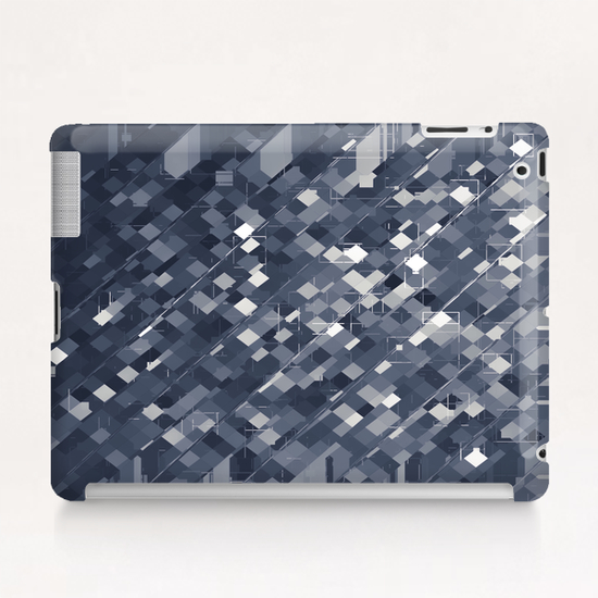 geometric square pixel pattern abstract background in black and white Tablet Case by Timmy333