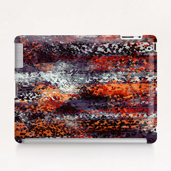 psychedelic geometric polygon shape pattern abstract in black orange brown red Tablet Case by Timmy333