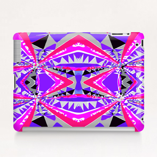 psychedelic geometric abstract pattern background in pink and purple Tablet Case by Timmy333