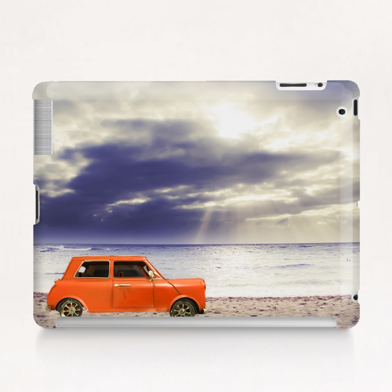 orange classic car on the sandy beach with beautiful sky and beach background Tablet Case by Timmy333