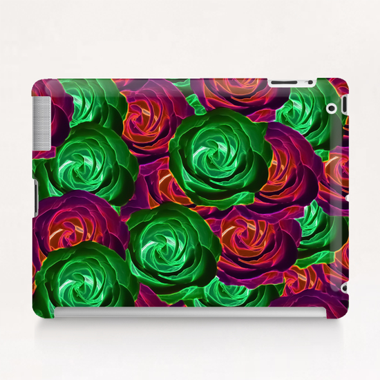 closeup rose pattern texture abstract background in red and green Tablet Case by Timmy333