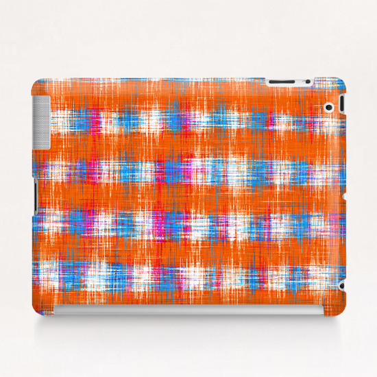 plaid pattern abstract texture in orange blue pink Tablet Case by Timmy333