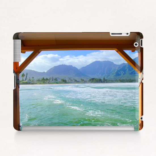 ocean view with mountain and blue cloudy sky background at Kauai, Hawaii, USA Tablet Case by Timmy333