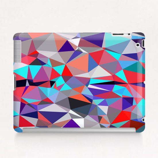 geometric triangle polygon pattern abstract background in red blue purple Tablet Case by Timmy333