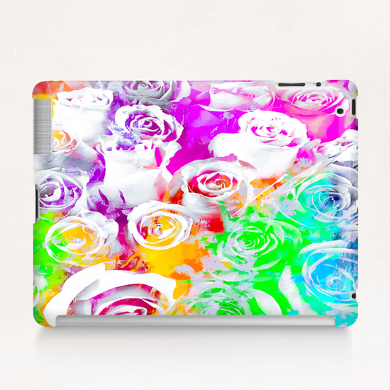 rose texture abstract  with colorful painting abstract background in pink blue green red yellow purple Tablet Case by Timmy333