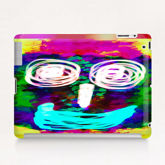 funny face with blue lip and pink green blue kisses abstract background Tablet Case by Timmy333