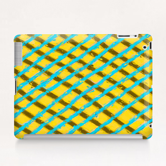 line pattern painting abstract background in yellow blue brown Tablet Case by Timmy333